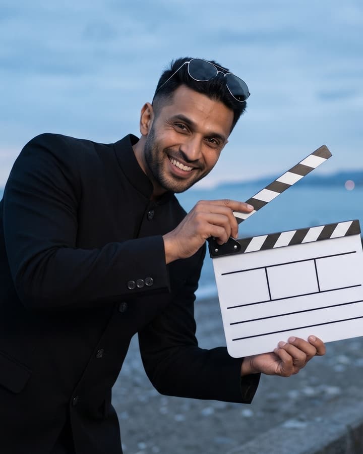 Kabir, haath mein clapperboard